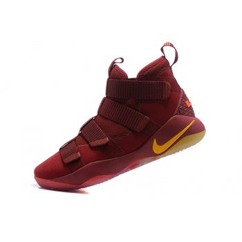 Nike LeBron Soldier 11 Cavs PE Wine Red Gold Shoes